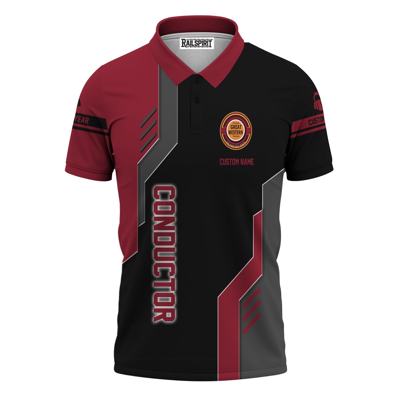 Railspirit Personalized Chicago Great Western Railroad Polo Shirt Unique Railway Style with Custom Job Train Shirt