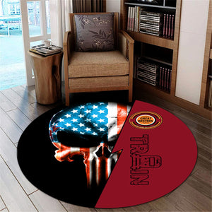 Railspirit Chicago Great Western Railroad Round Mat Train Skull American Flag Style Rug All Over Print