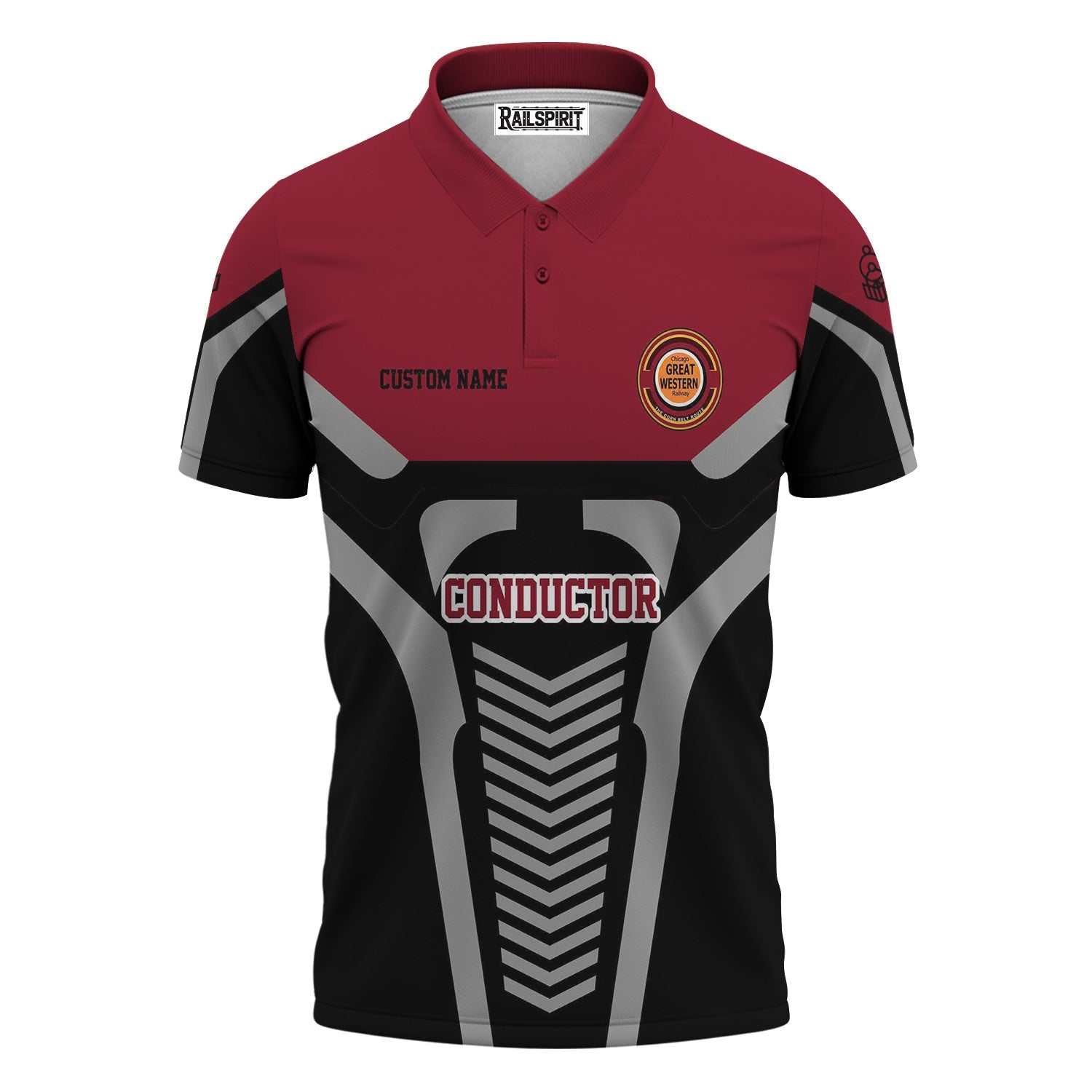 Railspirit Personalized Chicago Great Western Railroad Polo Shirt Track-Inspired with Custom Job Position  Train Shirt