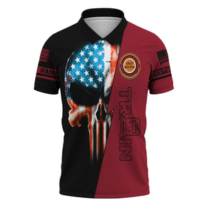 Railspirit Personalized Chicago Great Western Railroad Polo Shirt Train Skull American Flag Shirt All Over Print