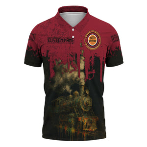 Railspirit Personalized Chicago Great Western Railroad Polo Shirt Vintage Train Art Style Shirt For Locomotive Fans