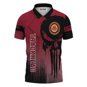 Railspirit Personalized Chicago Great Western Railroad Polo Shirt Skull Design with Custom Job Train Shirt for Trackhead Crew