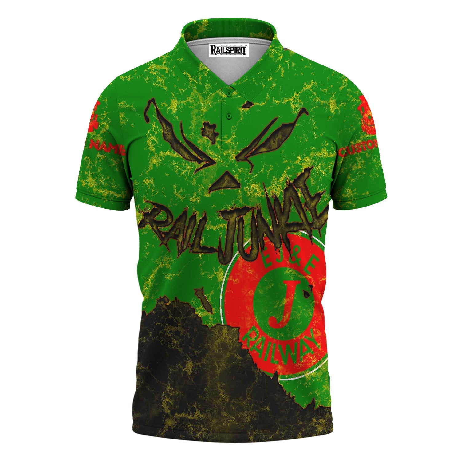 Railspirit Personalized Elgin Joliet And Eastern Railroad Polo Shirt Torn Graphic Style Train Shirt For Rail Junkie