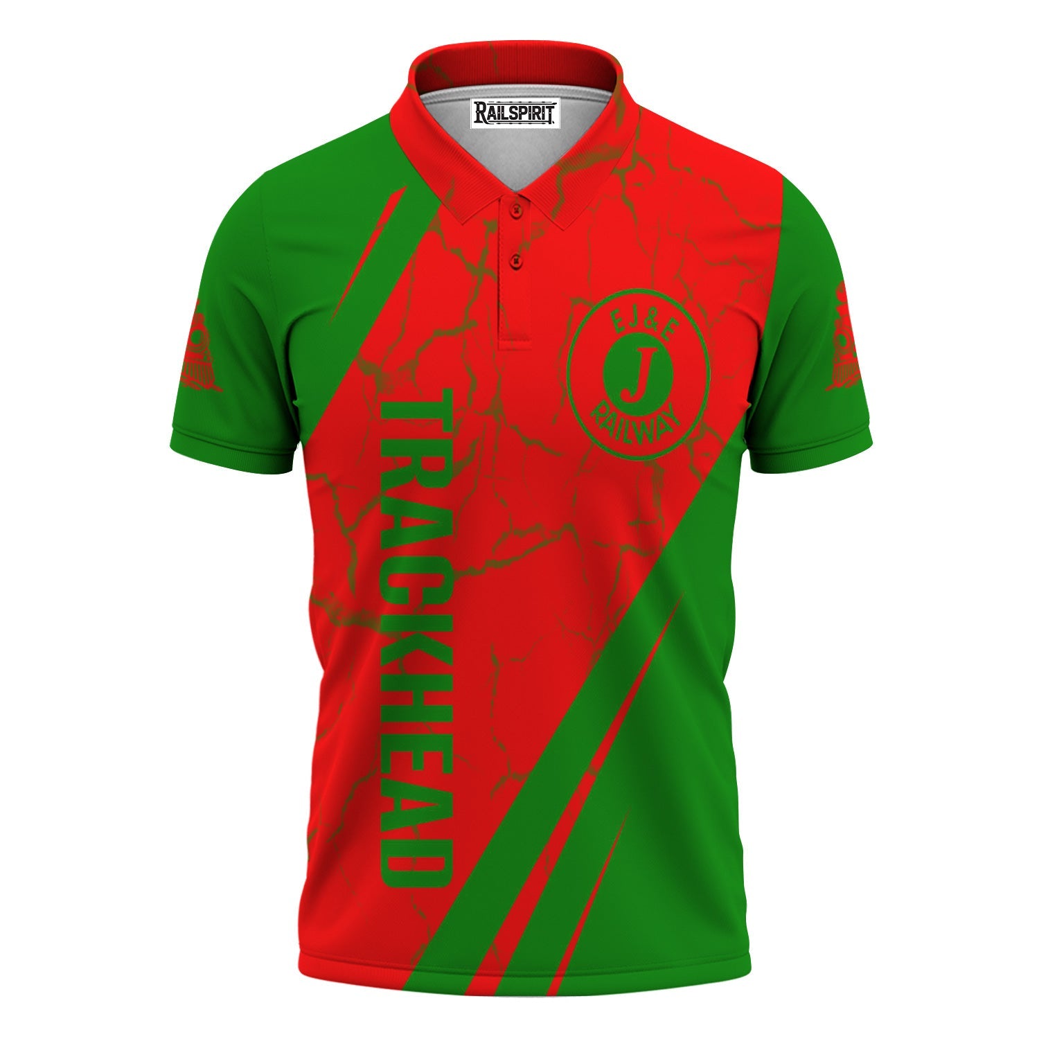 Railspirit Personalized Elgin Joliet And Eastern Railroad Polo Shirt Crackle Texture Style Train Shirt For Trackhead