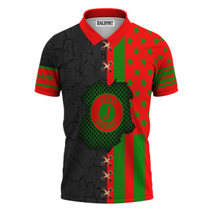 Railspirit Personalized Elgin Joliet And Eastern Railroad Polo Shirt American Flag with Crack Effect Train Shirt