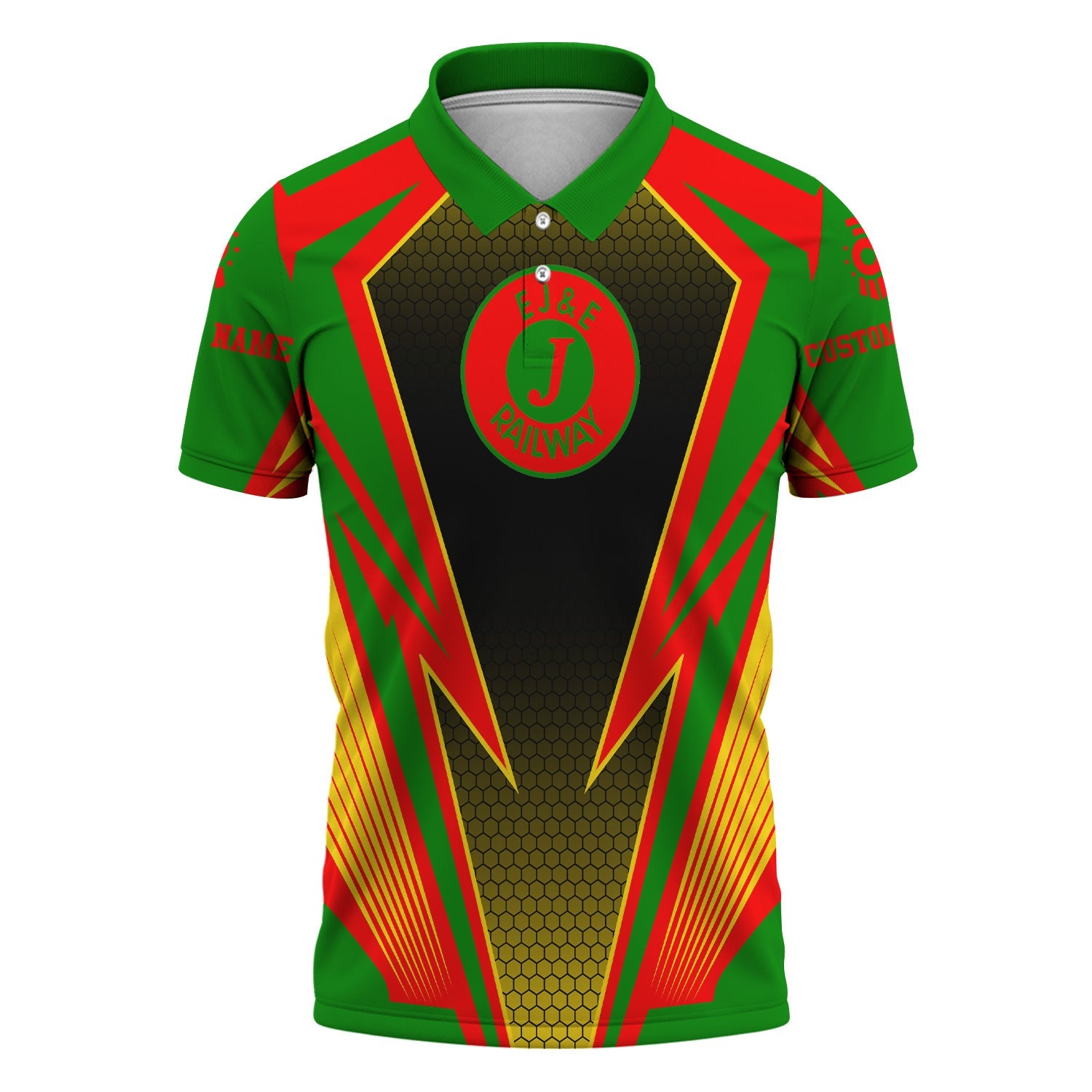 Railspirit Personalized Elgin Joliet And Eastern Railroad Polo Shirt Lightning Graphic Style Shirt Gift Idea For Train Lover