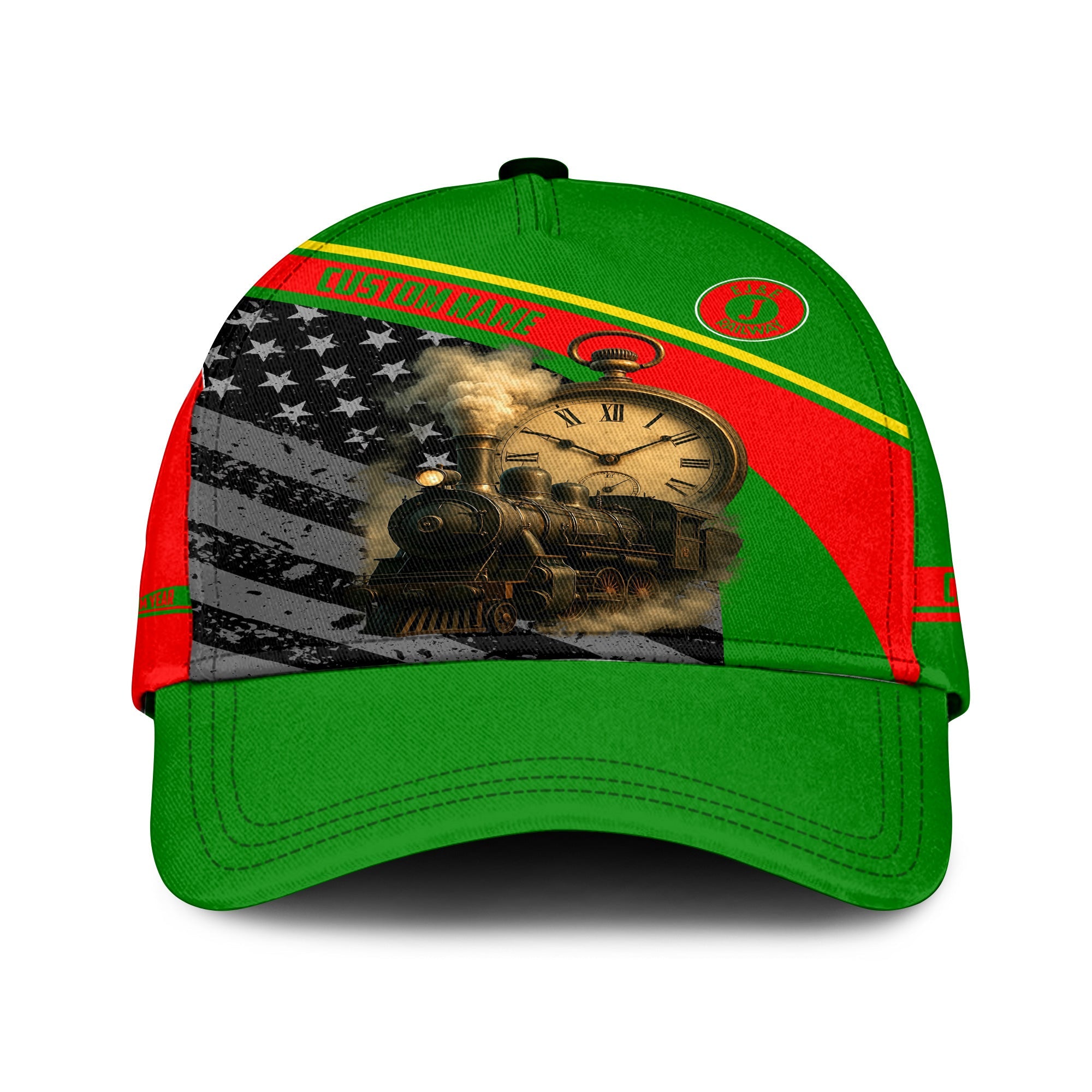 Railspirit Personalized Elgin Joliet And Eastern Railroad Classic Cap Classic Steam Engine With Retro Pocket Watch Cap All Over Print