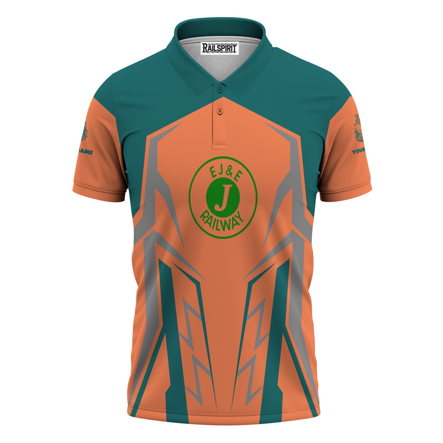 Railspirit Personalized Elgin Joliet And Eastern Railroad Polo Shirt Futuristic Design with Custom Job Train Shirt