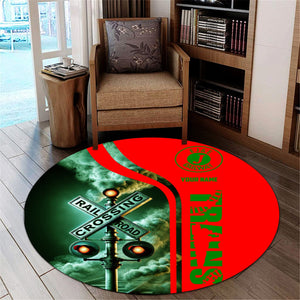 Railspirit Personalized Elgin Joliet And Eastern Railroad Round Mat Railroad Crossing Sign Mat All Over Print