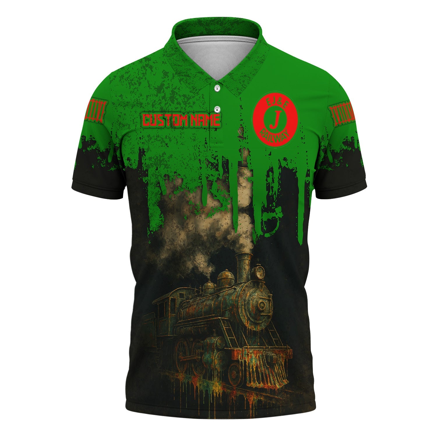 Railspirit Personalized Elgin Joliet And Eastern Railroad Polo Shirt Vintage Train Art Style Shirt For Locomotive Fans