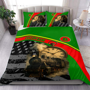 Railspirit Personalized Elgin Joliet And Eastern Railroad Bedding Set Classic Steam Engine With Retro Pocket Watch Bedding Set All Over Print