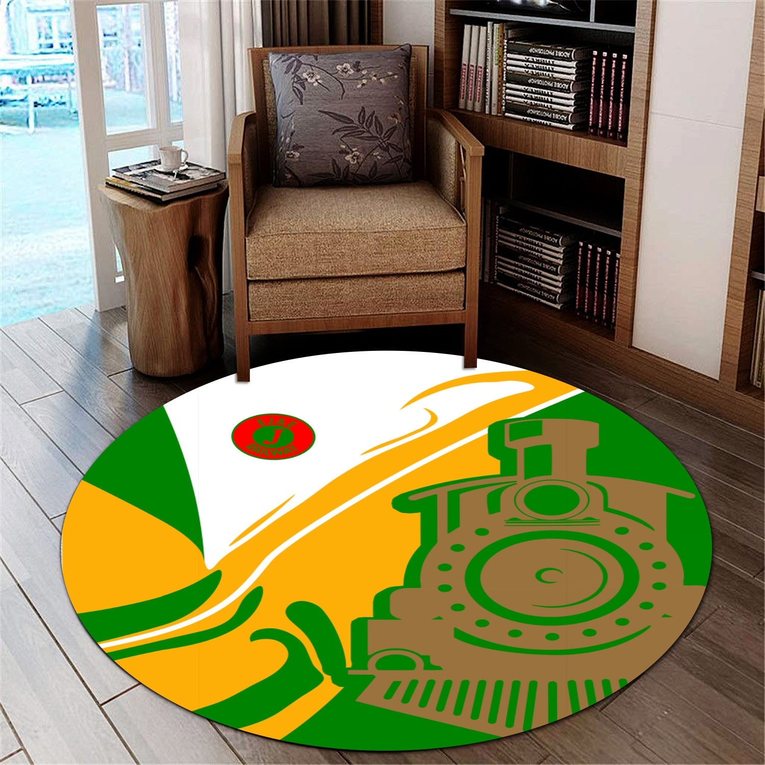 Railspirit Elgin Joliet And Eastern Railroad Round Mat Flame-Inspired Style Mat Gift Idea For Train Lovers