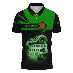 Railspirit Custom Name Elgin Joliet And Eastern Railroad Polo Shirt American Train Ticket Printed Shirt
