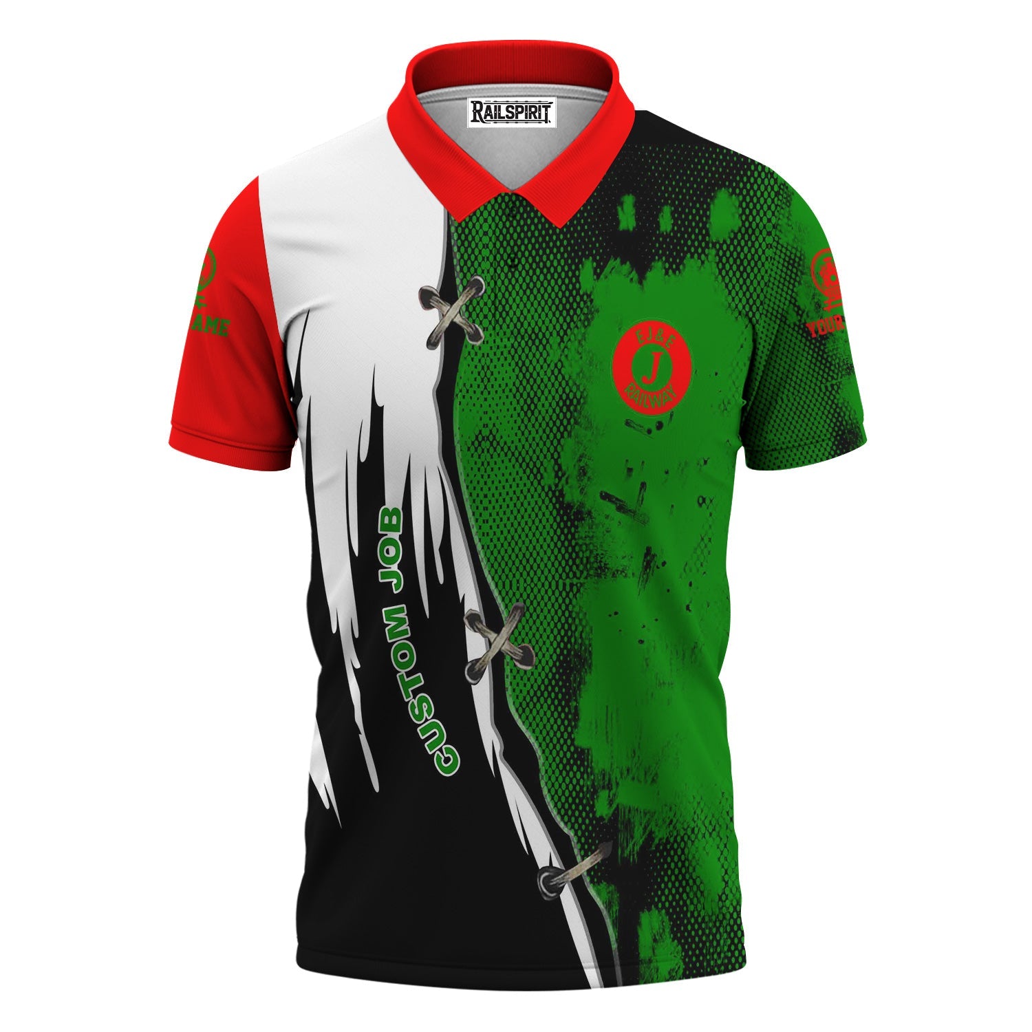 Railspirit Personalized Elgin Joliet And Eastern Railroad Polo Shirt Retro Stitches Design with Custom Position Train Shirt