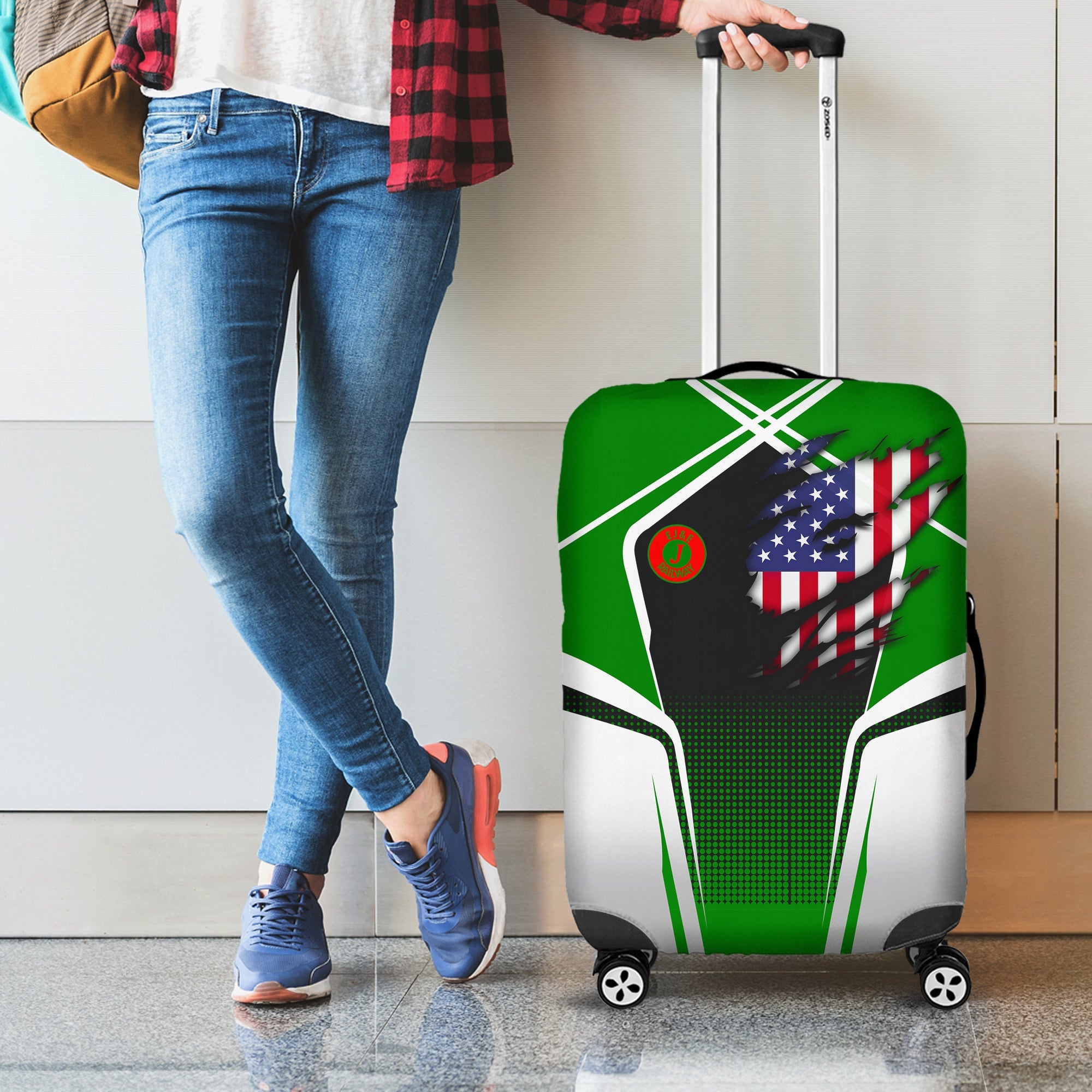 Railspirit Personalized Elgin Joliet And Eastern Railroad Luggage Cover American Eagle Vintage Train Luggage Protection