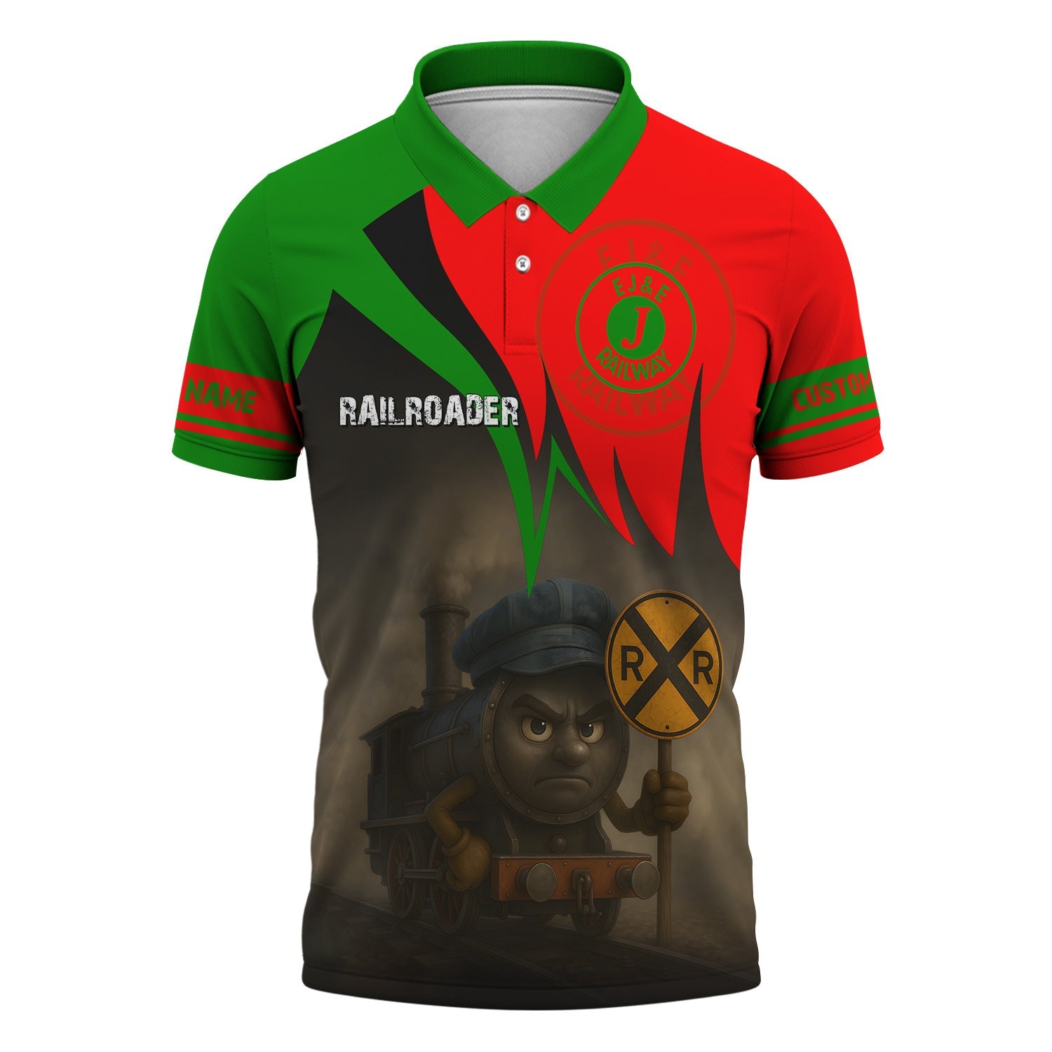 Railspirit Personalized Elgin Joliet And Eastern Railroad Polo Shirt Angry Train Polo Shirt Gift Idea For Train Lover