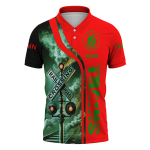 Railspirit Personalized Elgin Joliet And Eastern Railroad Polo Shirt Crossing Railroad Sign American Locomotive Train Shirt All Over Print