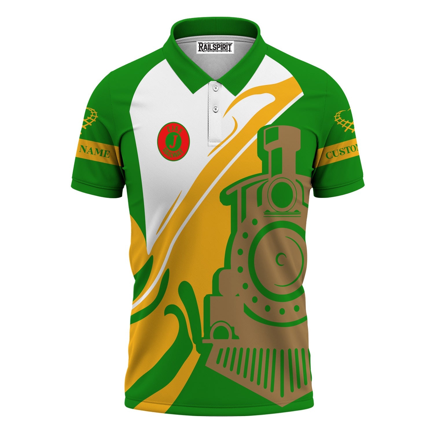 Railspirit Personalized Elgin Joliet And Eastern Railroad Polo Shirt Flame-Inspired Style Shirt Gift Idea For Train Lovers