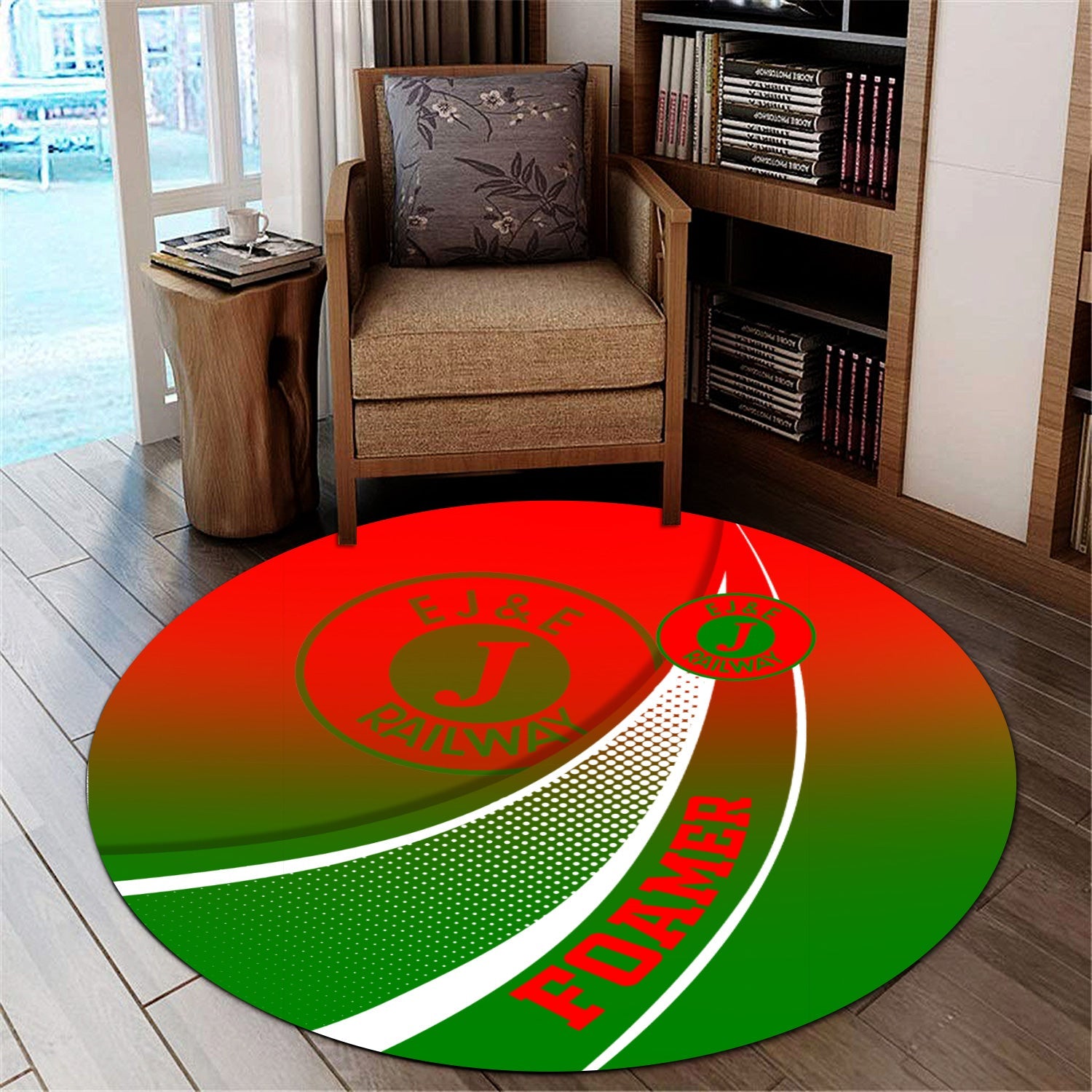 Railspirit Elgin Joliet And Eastern Railroad Round Mat Railway-Themed Style Mat Gift Idea For Trainspotter