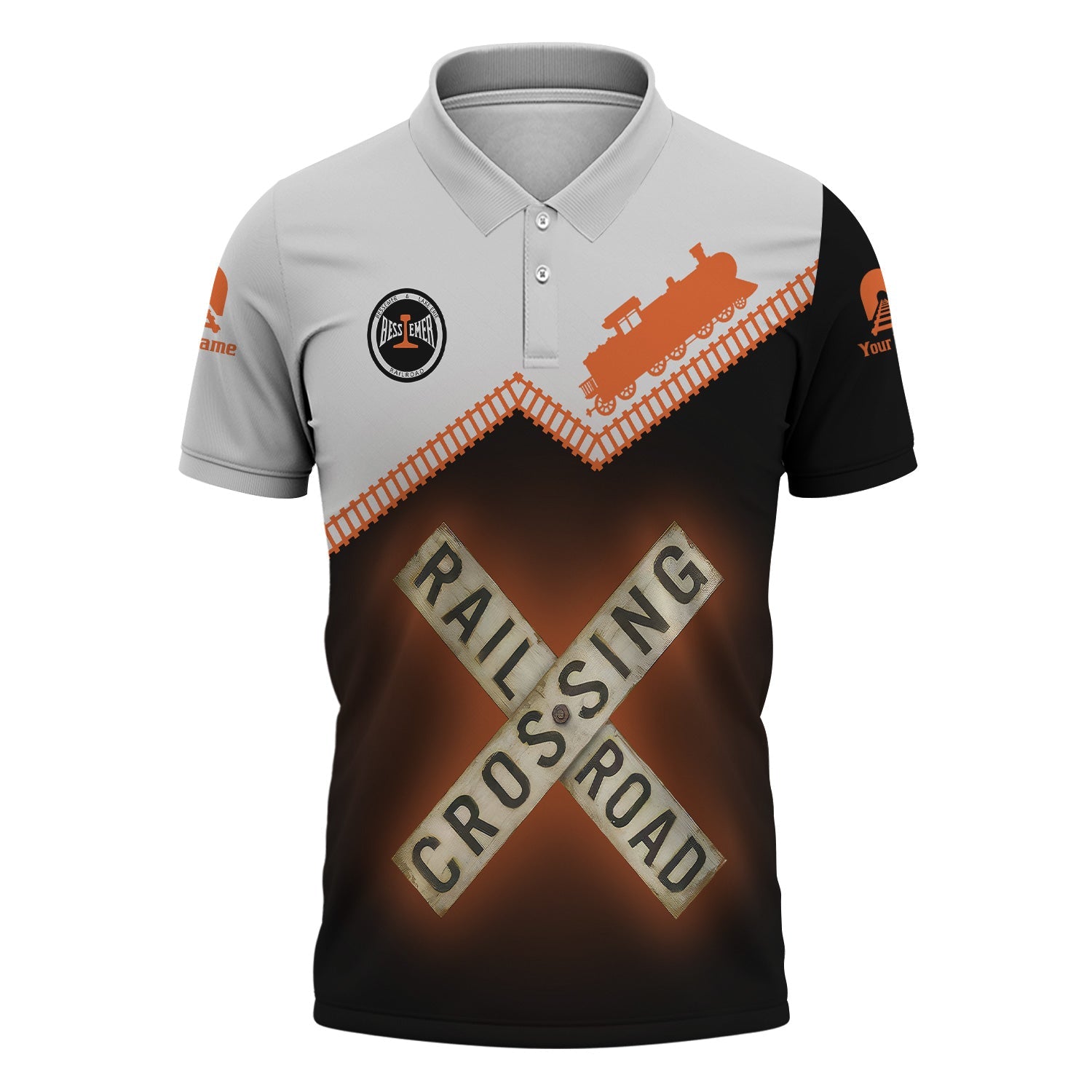 Railspirit Personalized Bessemer And Lake Erie Railroad Polo Shirt Railroad Crossing Printed Train Track Shirt