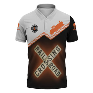 Railspirit Personalized Bessemer And Lake Erie Railroad Polo Shirt Railroad Crossing Printed Train Track Shirt