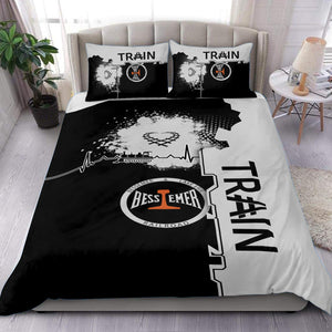 Railspirit Bessemer And Lake Erie Railroad Bedding Set Engine Heartbeat and Track Love Style Bedding Set Gift Idea For Train Lovers