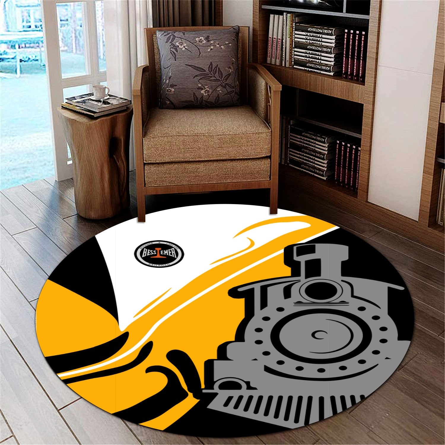 Railspirit Bessemer And Lake Erie Railroad Round Mat Flame-Inspired Style Mat Gift Idea For Train Lovers