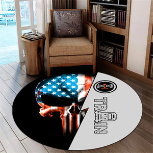 Railspirit Bessemer And Lake Erie Railroad Round Mat Train Skull American Flag Style Rug All Over Print