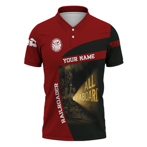 Railspirit Personalized Detroit & Mackinac Railroad Polo Shirt All Aboard Steam Train Movie Projector Style Shirt