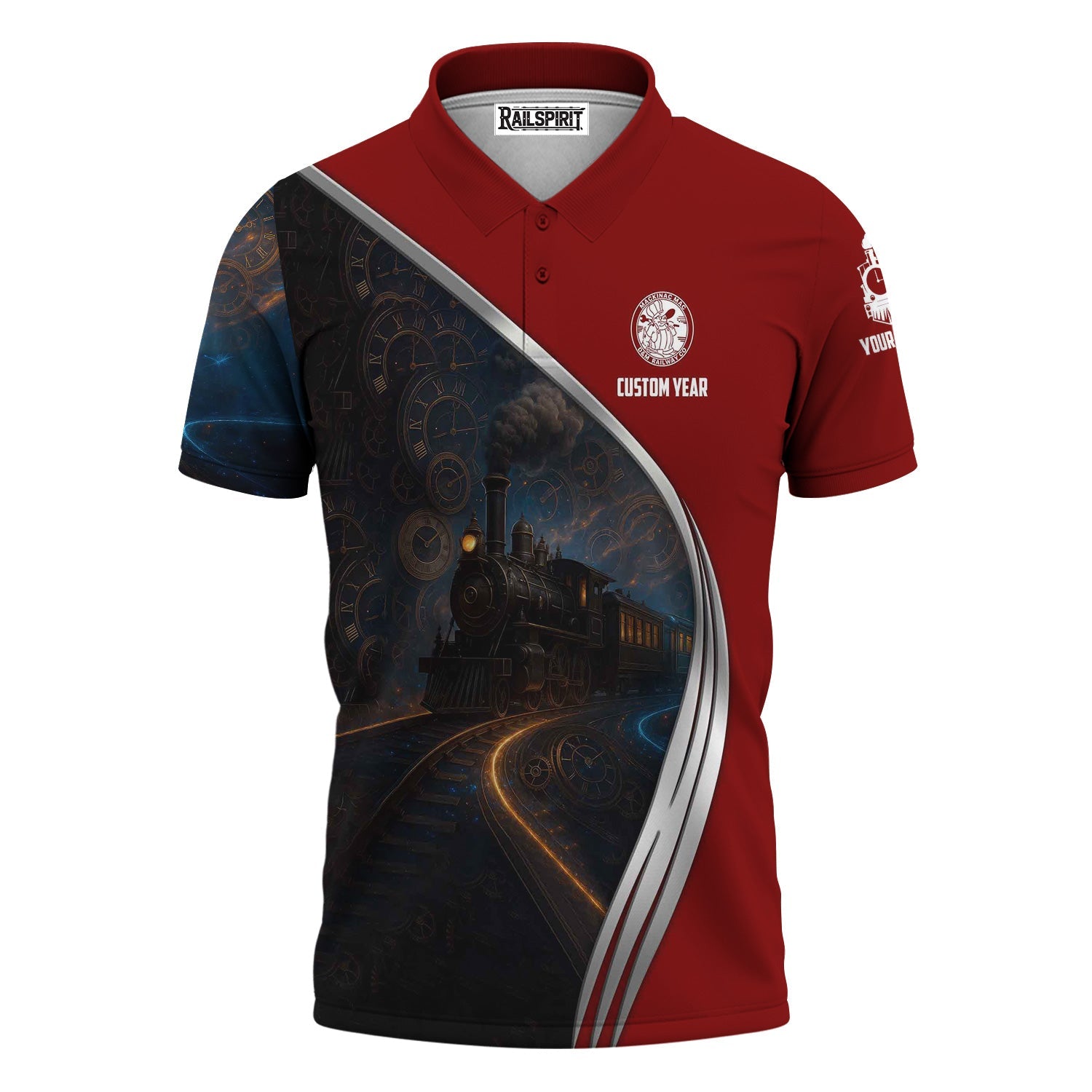 Railspirit Personalized Detroit & Mackinac Railroad Polo Shirt Steampunk Locomotive with Custom Year Train Shirt