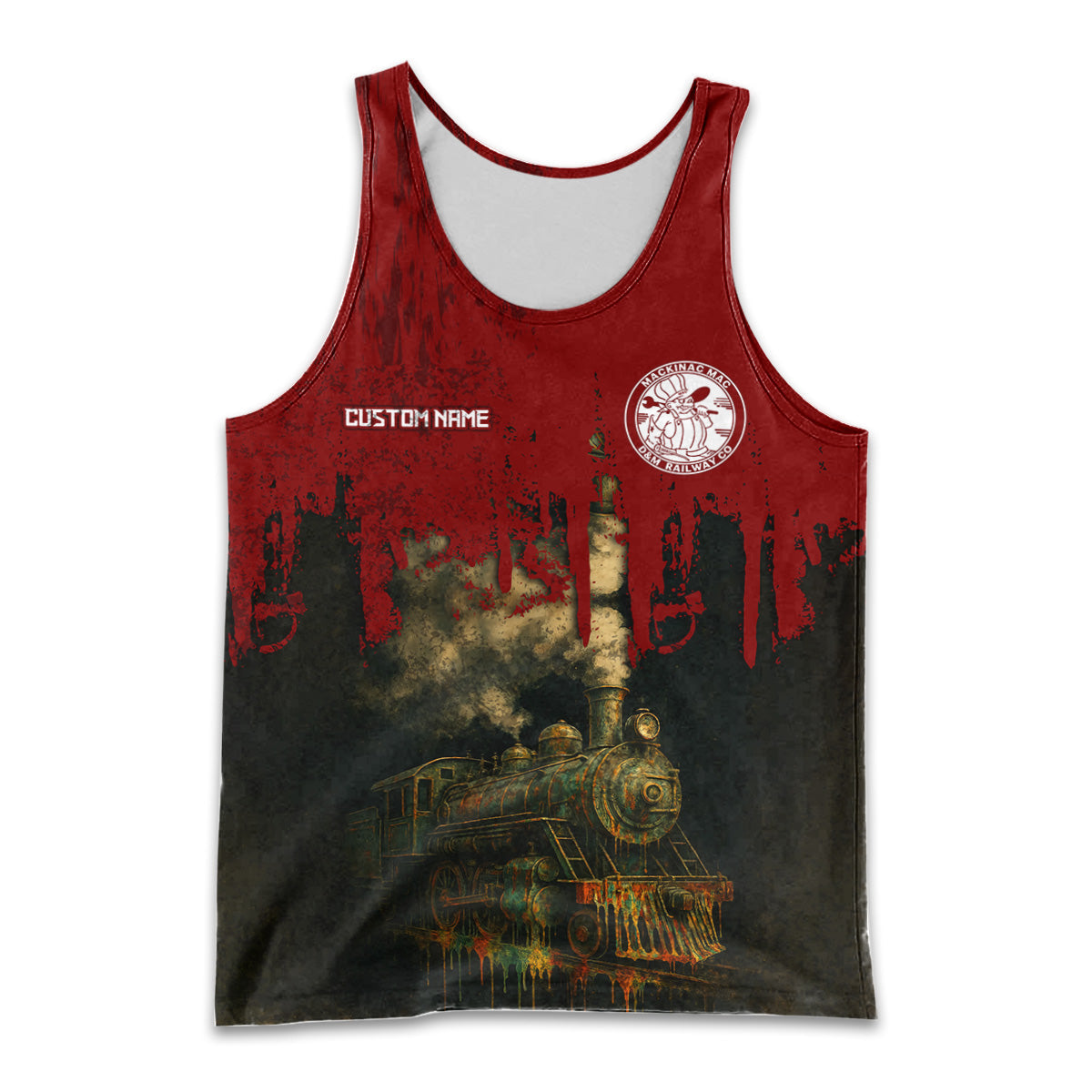 Railspirit Personalized Detroit & Mackinac Railroad Men Tank Top Vintage Train Art Style Shirt For Locomotive Fans