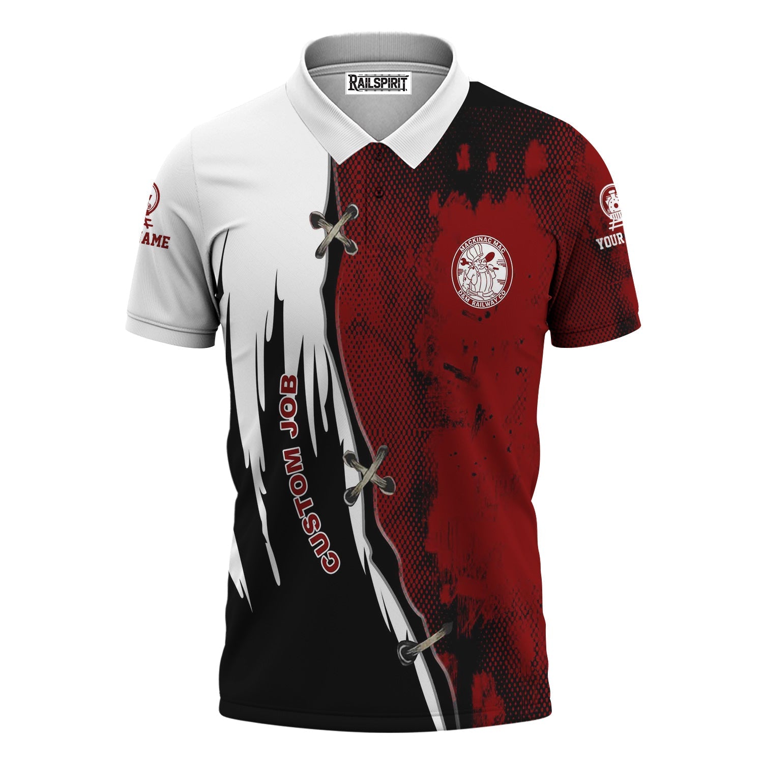 Railspirit Personalized Detroit & Mackinac Railroad Polo Shirt Retro Stitches Design with Custom Position Train Shirt