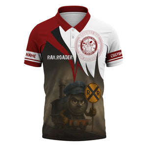 Railspirit Personalized Detroit & Mackinac Railroad Polo Shirt Angry Train Polo Shirt Gift Idea For Train Lover