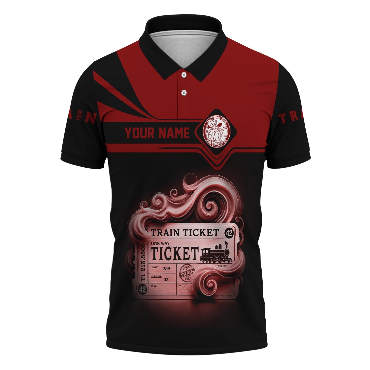 Railspirit Custom Name Detroit & Mackinac Railroad Polo Shirt American Train Ticket Printed Shirt