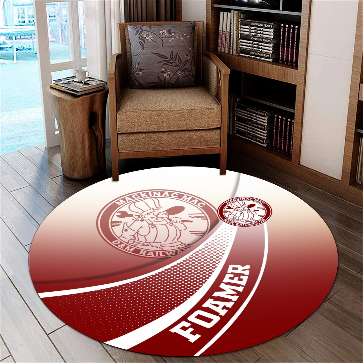 Railspirit Detroit & Mackinac Railroad Round Mat Railway-Themed Style Mat Gift Idea For Trainspotter