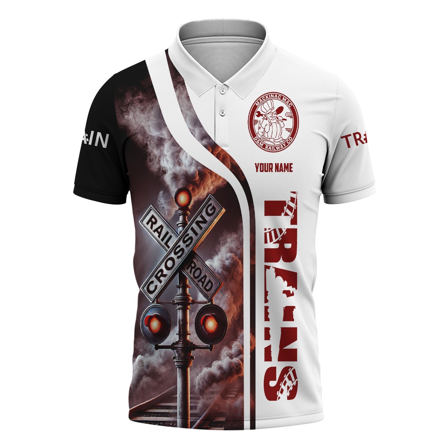 Railspirit Personalized Detroit & Mackinac Railroad Polo Shirt Crossing Railroad Sign American Locomotive Train Shirt All Over Print