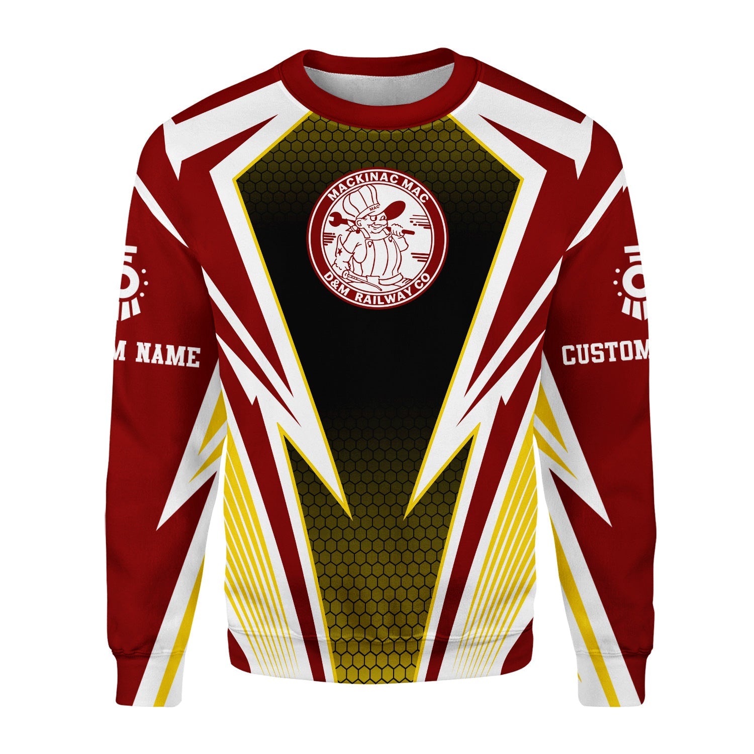 Railspirit Personalized Detroit & Mackinac Railroad Sweatshirt Lightning Graphic Style Shirt Gift Idea For Train Lover