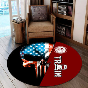 Railspirit Detroit & Mackinac Railroad Round Mat Train Skull American Flag Style Rug All Over Print