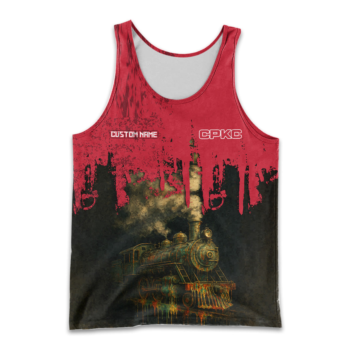 Railspirit Personalized Canadian Pacific Kansas City Men Tank Top Vintage Train Art Style CPKC Shirt For Locomotive Fans