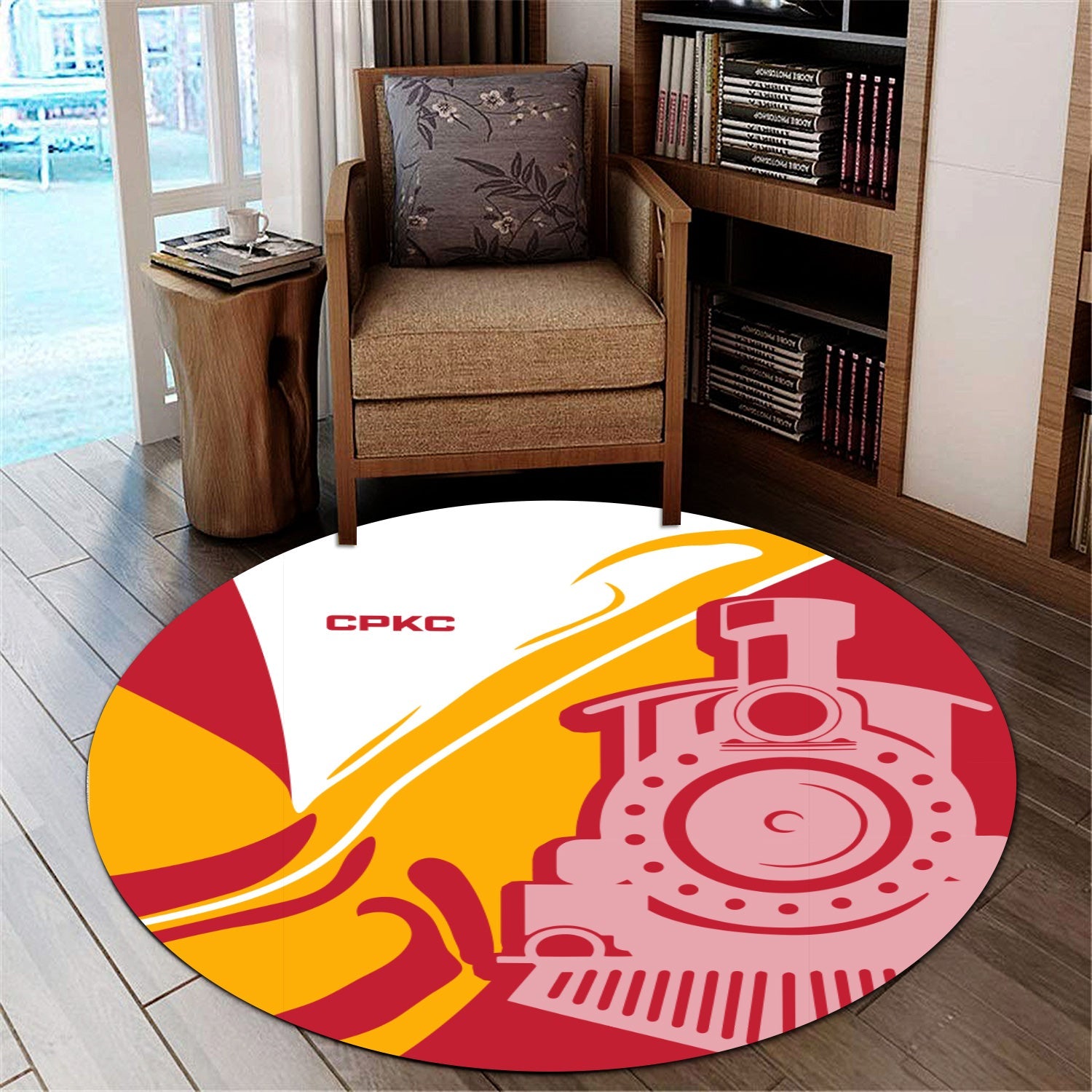 Railspirit Canadian Pacific Kansas City Round Mat Flame-Inspired Style CPKC Mat Gift Idea For Train Lovers