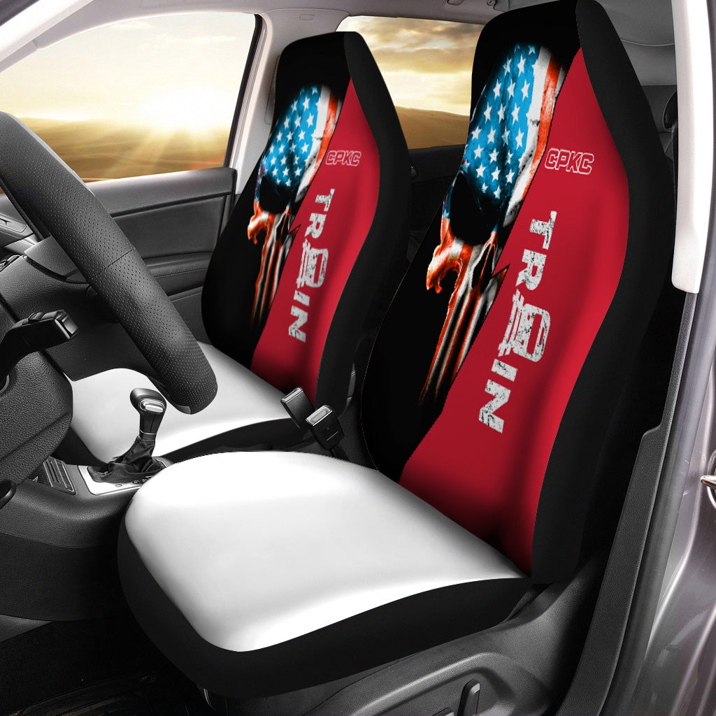 Railspirit Canadian Pacific Kansas City Car Seat Cover Train Skull American Flag Style CPKC Seat Cover