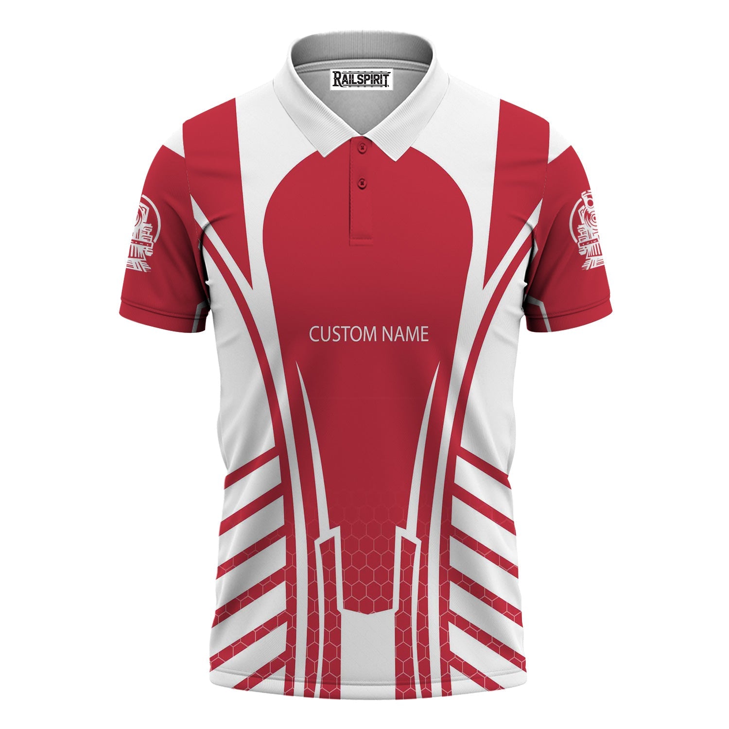 Railspirit Personalized Canadian Pacific Kansas City Polo Shirt Striped Railroad Style CPKC Train Shirt All Over Print