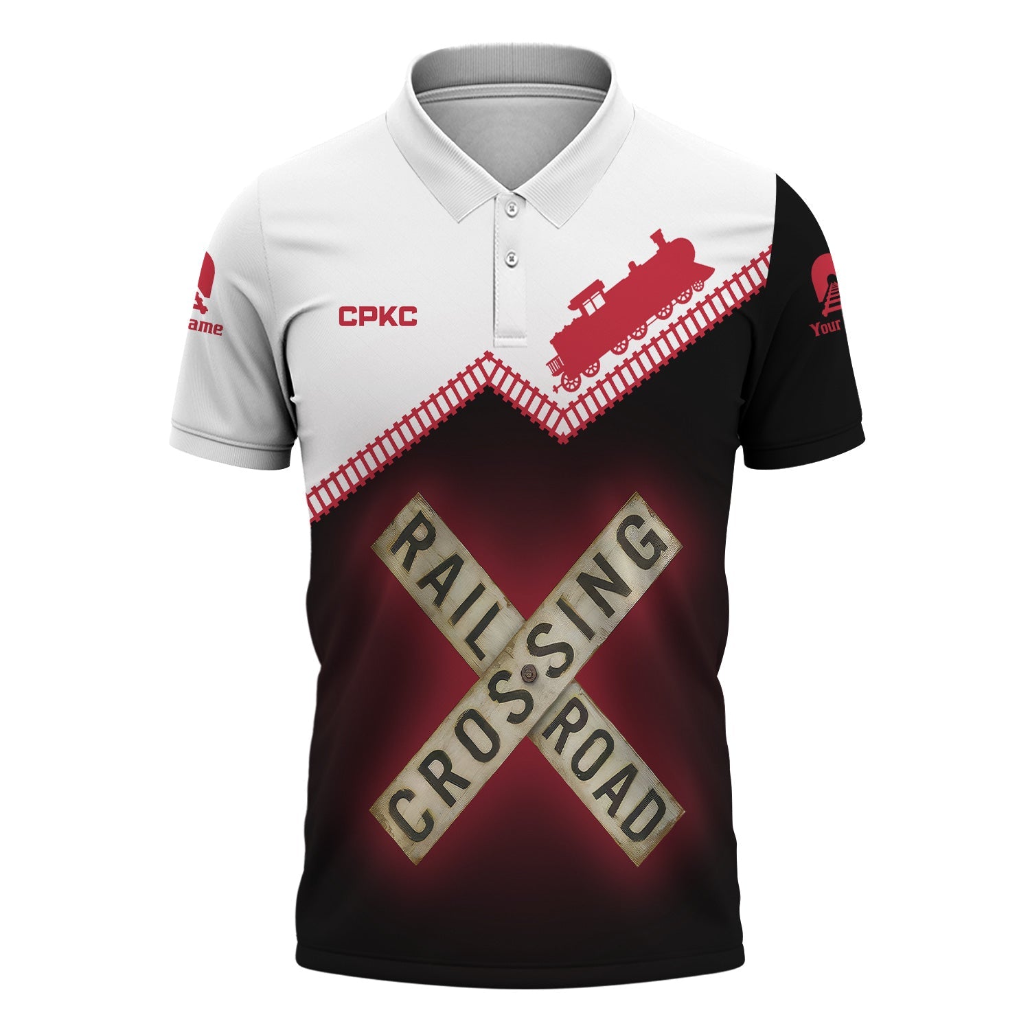Railspirit Personalized Canadian Pacific Kansas City Polo Shirt Railroad Crossing Printed Train Track Shirt