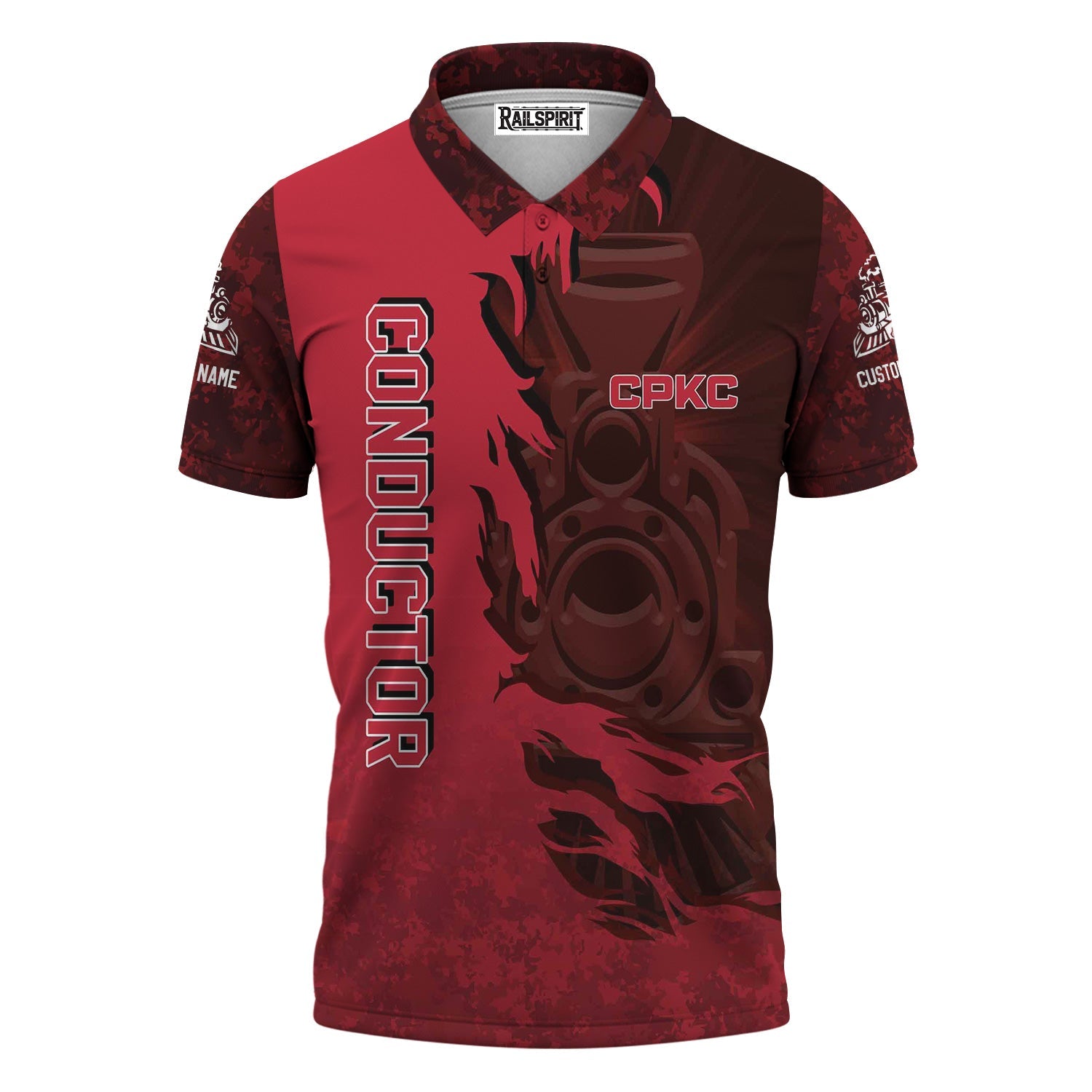 Railspirit Personalized Canadian Pacific Kansas City Polo Shirt Blazing Style with Custom Position CPKC Train Shirt