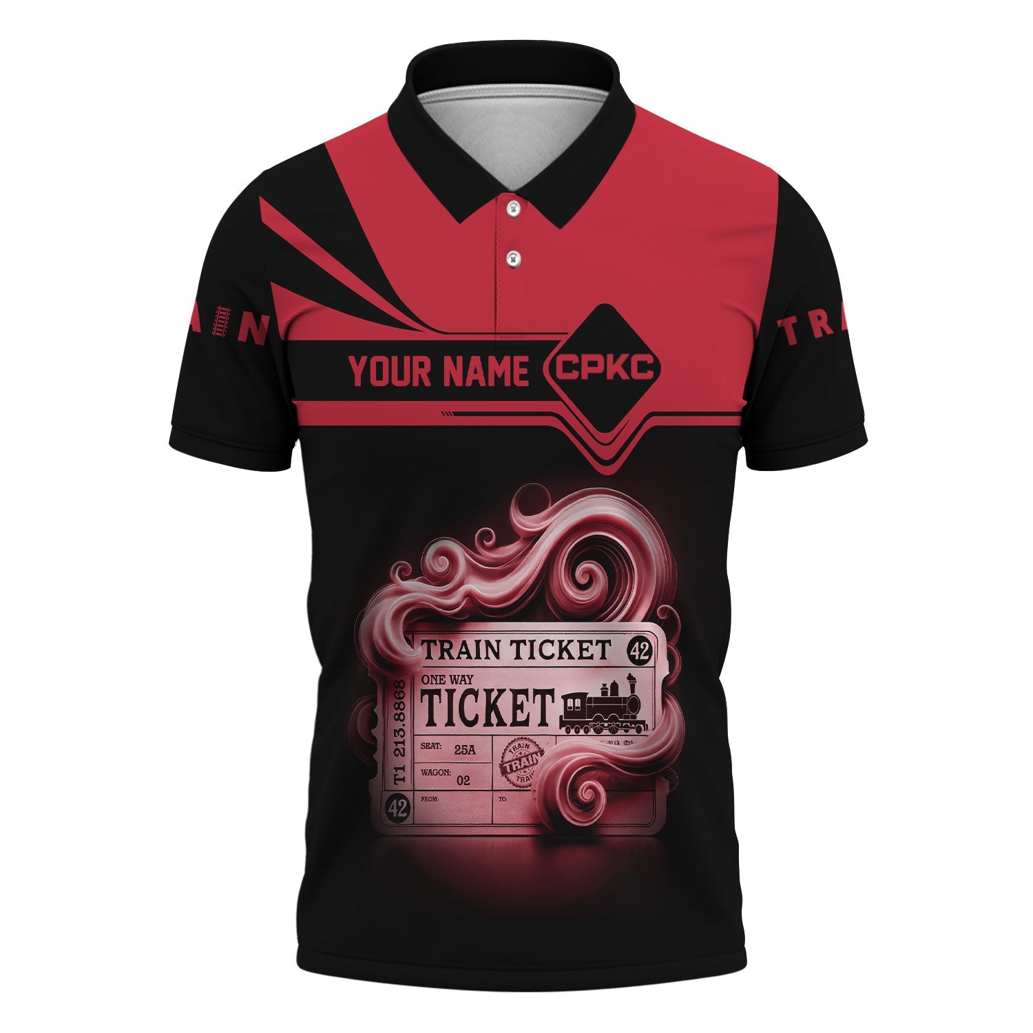 Railspirit Custom Name Canadian Pacific Kansas City Polo Shirt American Train Ticket CPKC Printed Shirt
