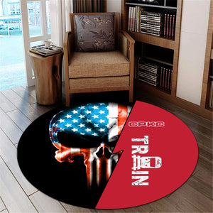 Railspirit Canadian Pacific Kansas City Round Mat Train Skull American Flag Style CPKC Mat All Over Print