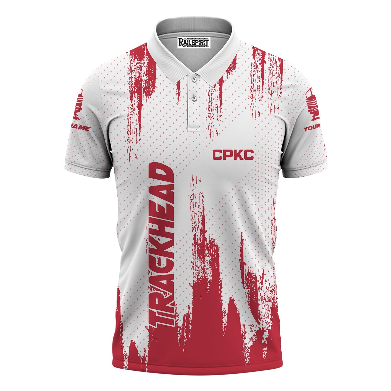 Railspirit Personalized Canadian Pacific Kansas City Polo Shirt Paint Impact Design CPKC Train Shirt for Trackhead