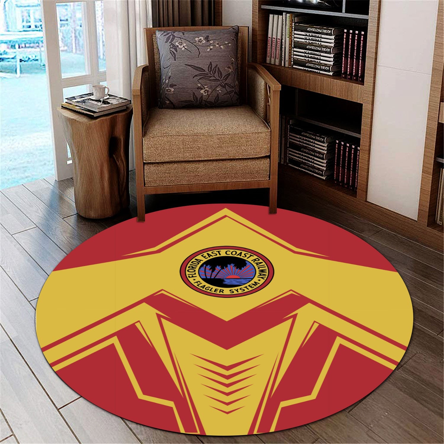 Railspirit Florida East Coast Railway Round Mat Railway Trainspotter Style Mat Gift Idea For Foamers