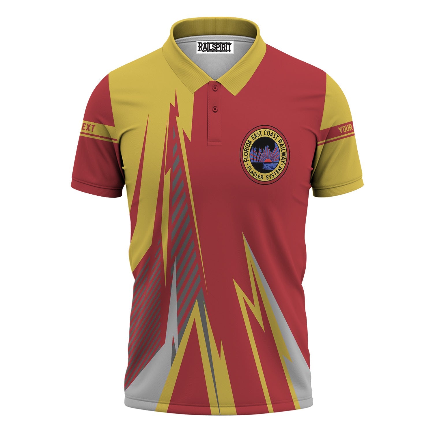 Railspirit Personalized Florida East Coast Railway Polo Shirt Lightning-Inspired Railway Style Shirt For Train Lovers