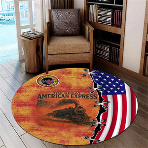 Railspirit Florida East Coast Railway Round Mat Retro American Express Train With USA Flag Round Mat